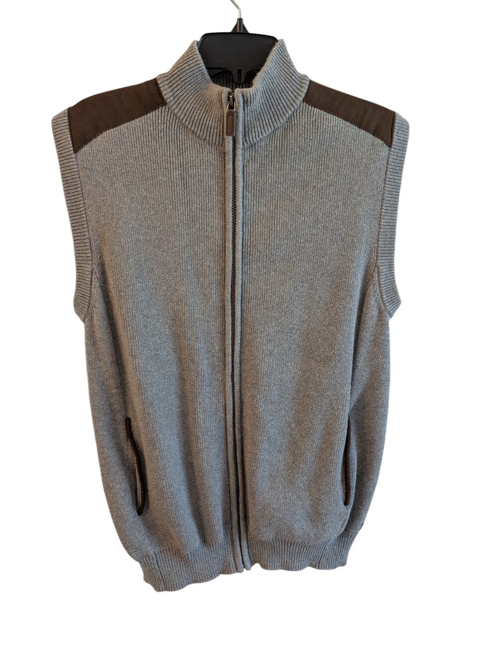 Men's Chaps Gray Zip-Front Knit Vest